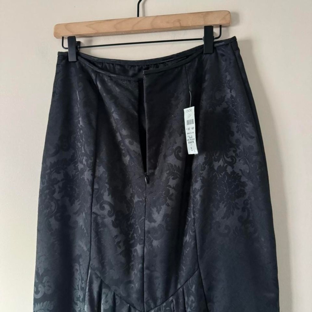 Vintage NWT Black Brocade Maxi Skirt Jessica McClintock Cache gothic satin - Picture 7 of 8